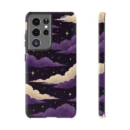 Illustrated Purple Clouds & Stars Phone Case