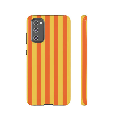 Samsung Galaxy S20 FE / Glossy Phone Case - Trendy Orange & Yellow Stripe Pattern Phone Case
