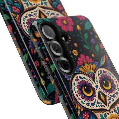Vibrant Purple and Teal Calavera Owl Phone Case - Multicolor Phone Case