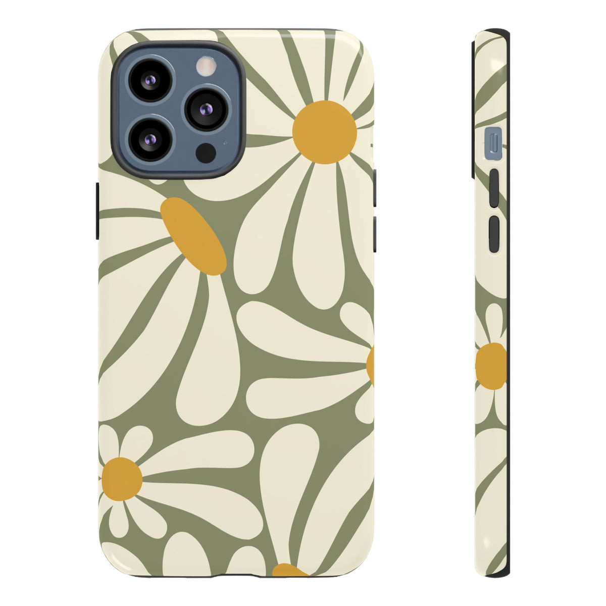 Retro Green Daisy Pattern #1 Phone Case - Green Phone Case - iPhone 13 Pro Max / Glossy