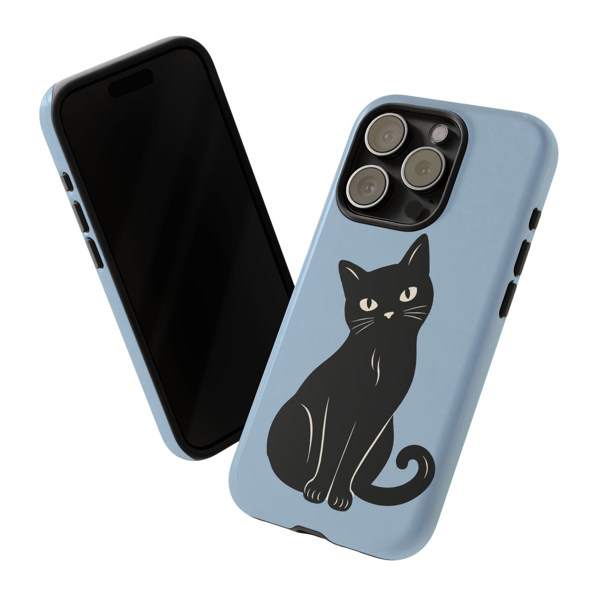 Minimalist Powder Blue & Black Cat Phone Case