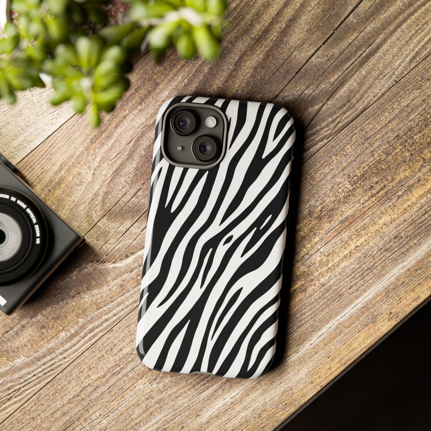 Monochrome Tiger Print Phone Case