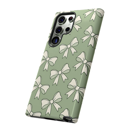 Chic Sage Green Bow Pattern Phone Case