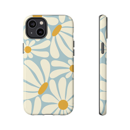 iPhone 14 Plus / Glossy Phone Case - ’Retro Blue Daisy Pattern’ Phone Case