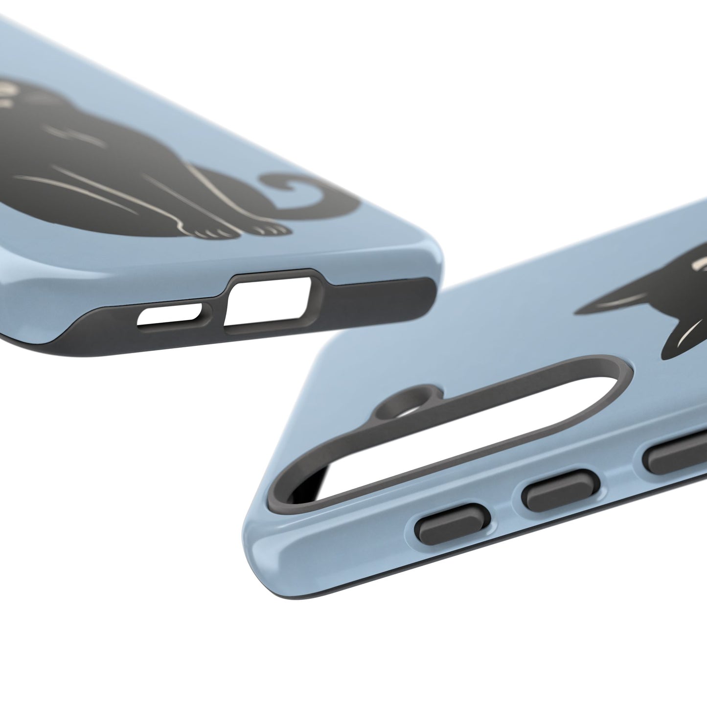 Minimalist Powder Blue & Black Cat Phone Case
