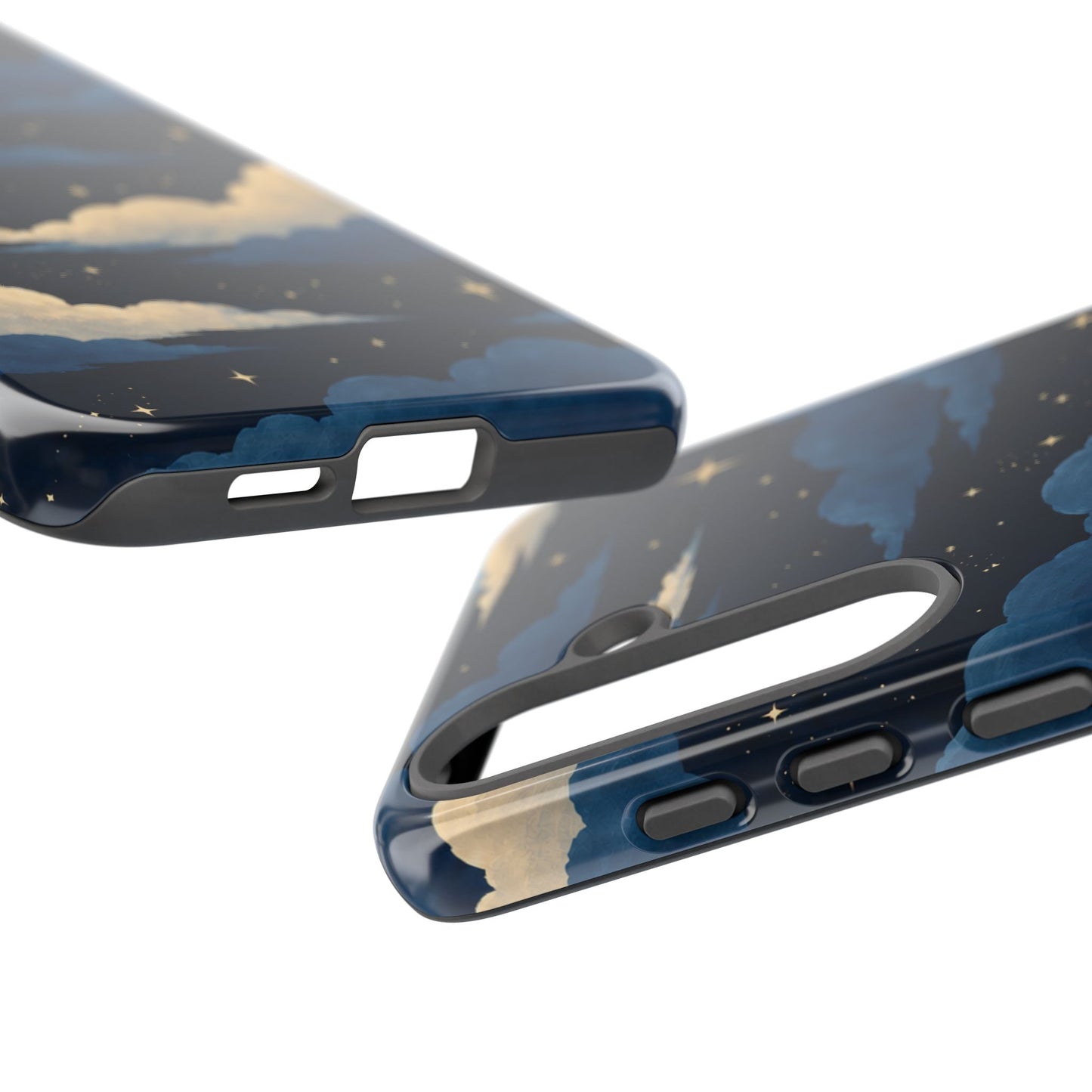 Illustrated Navy Blue Clouds & Stars Phone Case