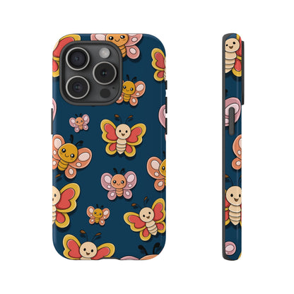 Dark Blue Butterfly Sticker Design Phone Case - Blue Phone Case - iPhone 15 Pro / Glossy