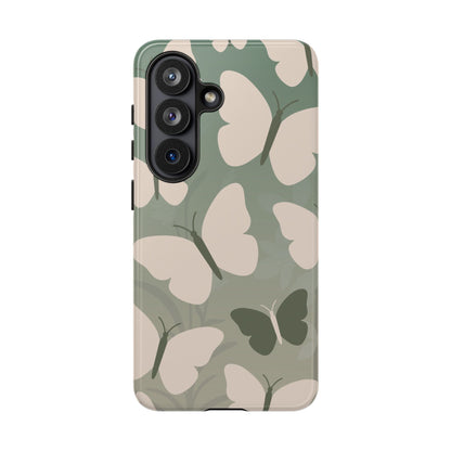 Minimalist Light Green Butterfly Pattern Phone Case - Green Phone Case - Samsung Galaxy S26 / Glossy