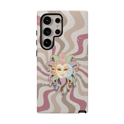 Sun & Moon Jester Mask – Pink Retro Wave Phone Case - Pink Phone Case - Samsung Galaxy S24 Ultra / Glossy