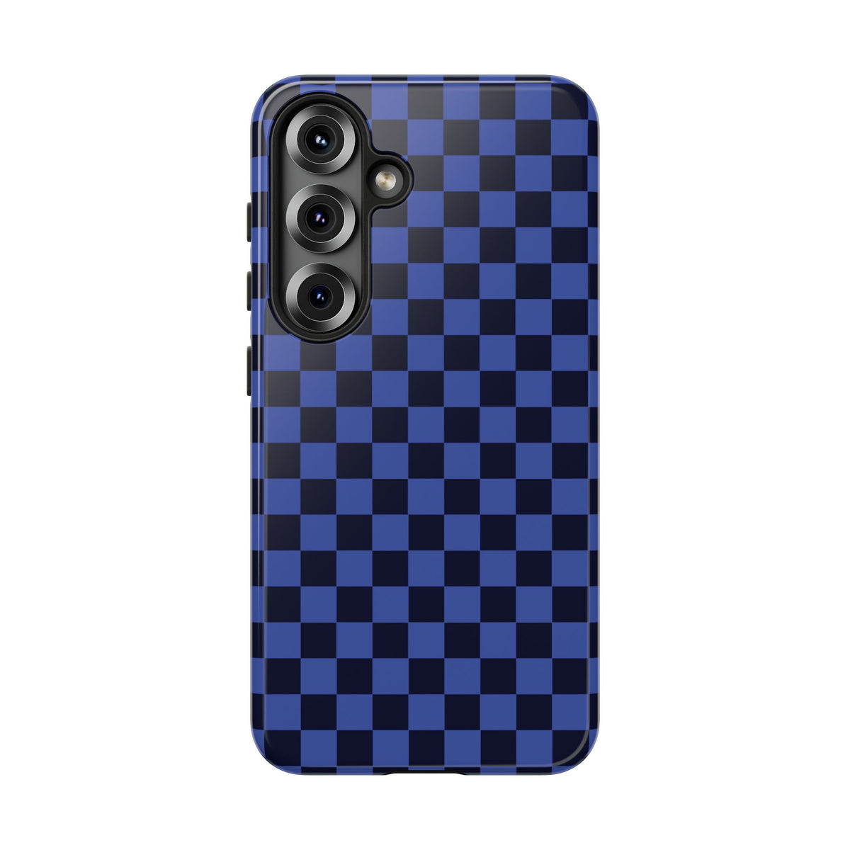 Bold Blue Small Checked Pattern Phone Case - Blue Phone Case - Samsung Galaxy S25 / Glossy