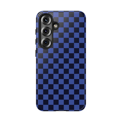 Bold Blue Small Checked Pattern Phone Case - Blue Phone Case - Samsung Galaxy S25 / Glossy