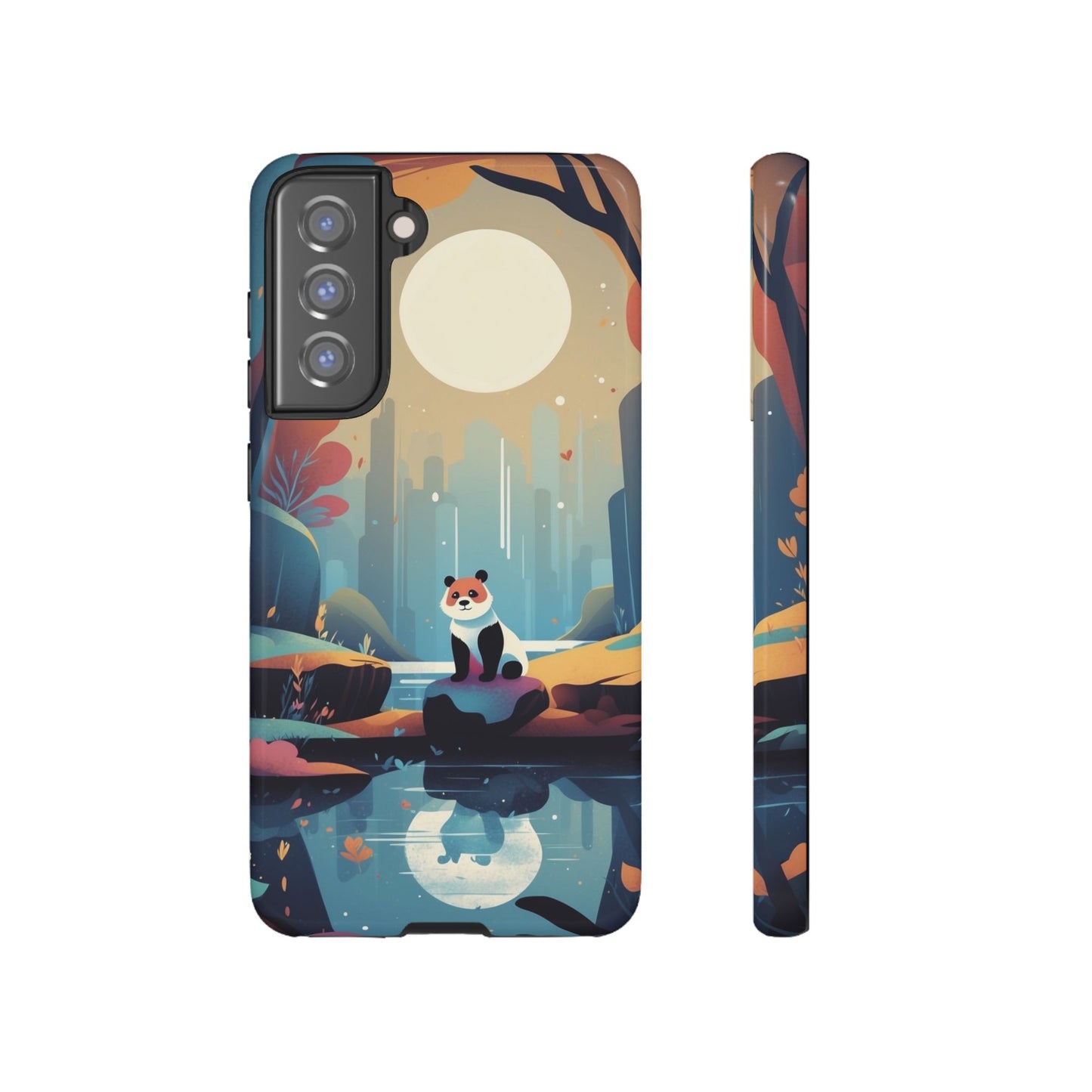 Samsung Galaxy S21 FE / Glossy Phone Case - Stylised Panda Design Phone Case