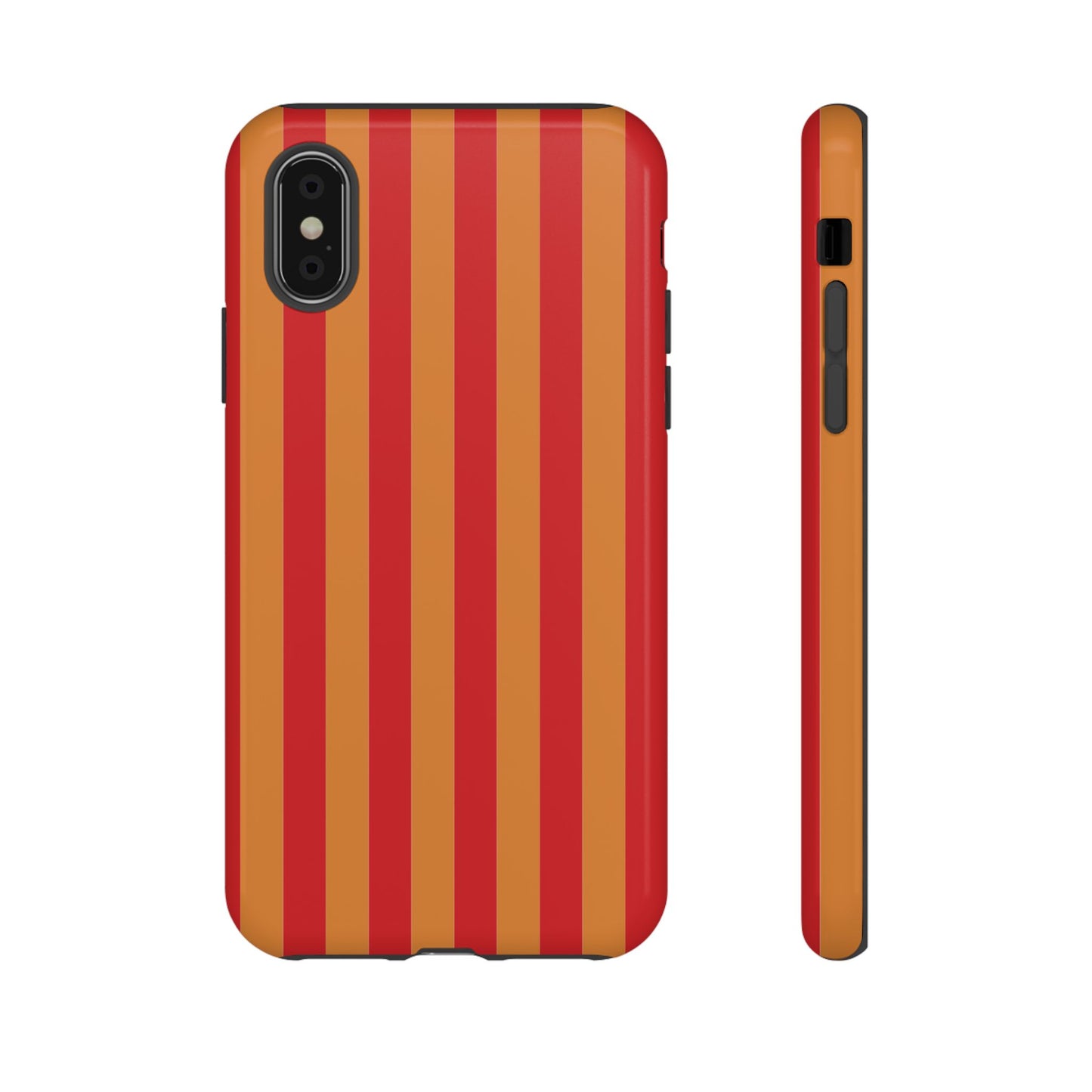 iPhone XS / Glossy Phone Case - ’Orange & Red Stripe Pattern’ Phone Case