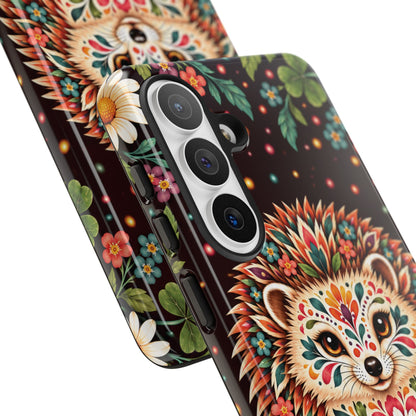 Vibrant Terracotta and Teal Calavera Hedgehog Phone Case - Multicolor Phone Case
