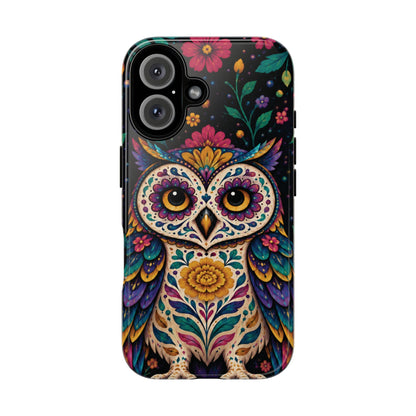 Vibrant Purple and Teal Calavera Owl Phone Case - Multicolor Phone Case - iPhone 16 / Glossy