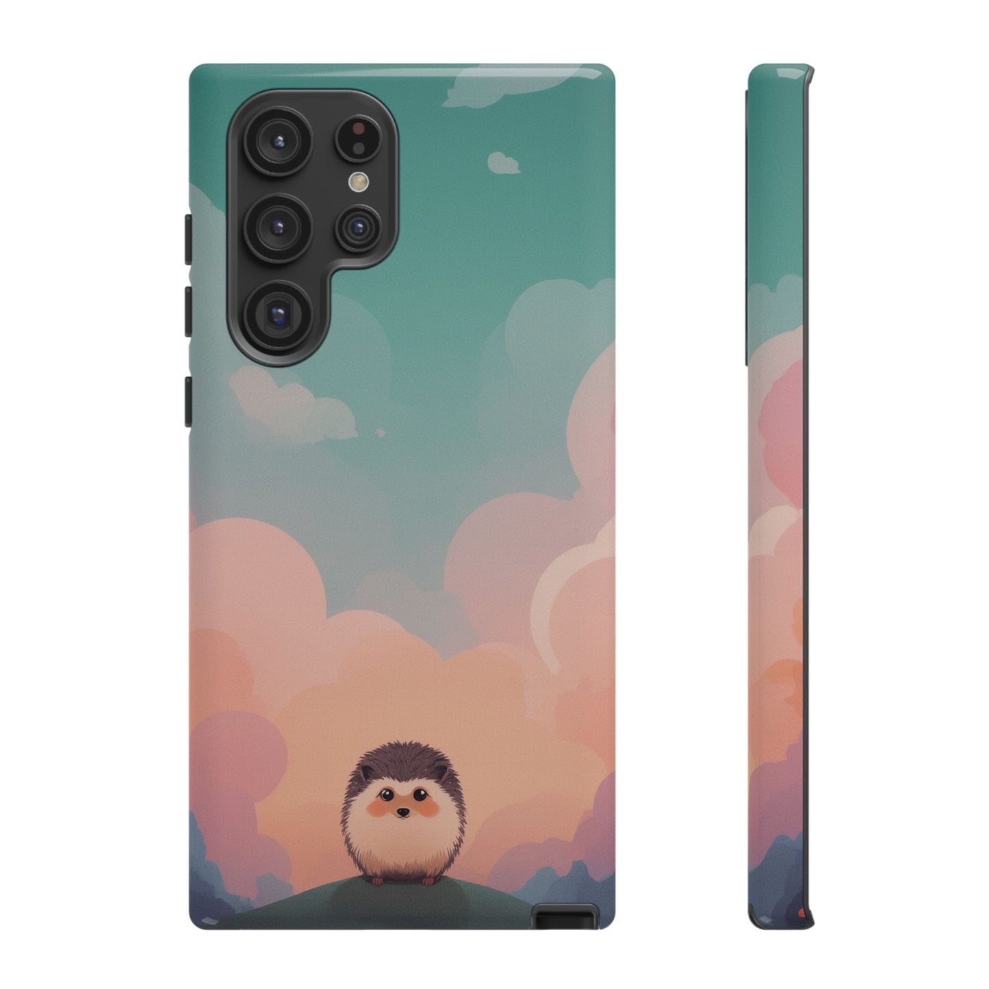Samsung Galaxy S22 Ultra / Glossy Phone Case - Cute Hedgehog & Cloud Design Phone Case