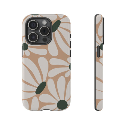 Retro Beige & White Daisy Pattern Phone Case - Beige Phone Case - iPhone 15 Pro / Glossy