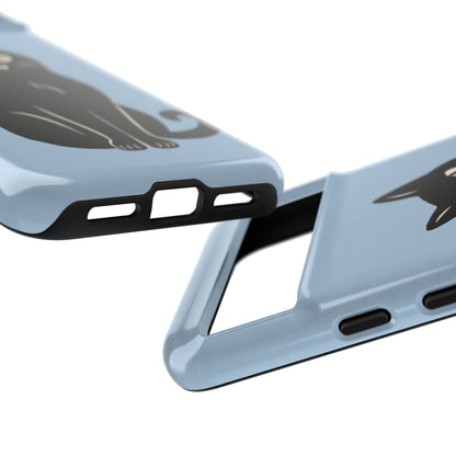 Minimalist Powder Blue & Black Cat Phone Case