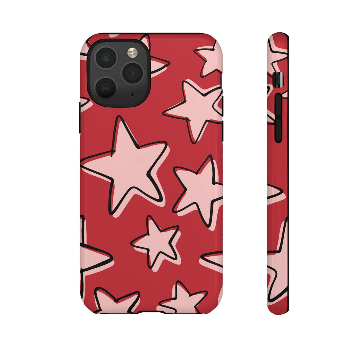 Cherry Red Doodle Star Phone Case