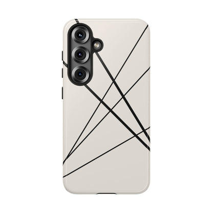 Abstract White with Black Lines Phone Case - White Phone Case - Samsung Galaxy S25 / Glossy