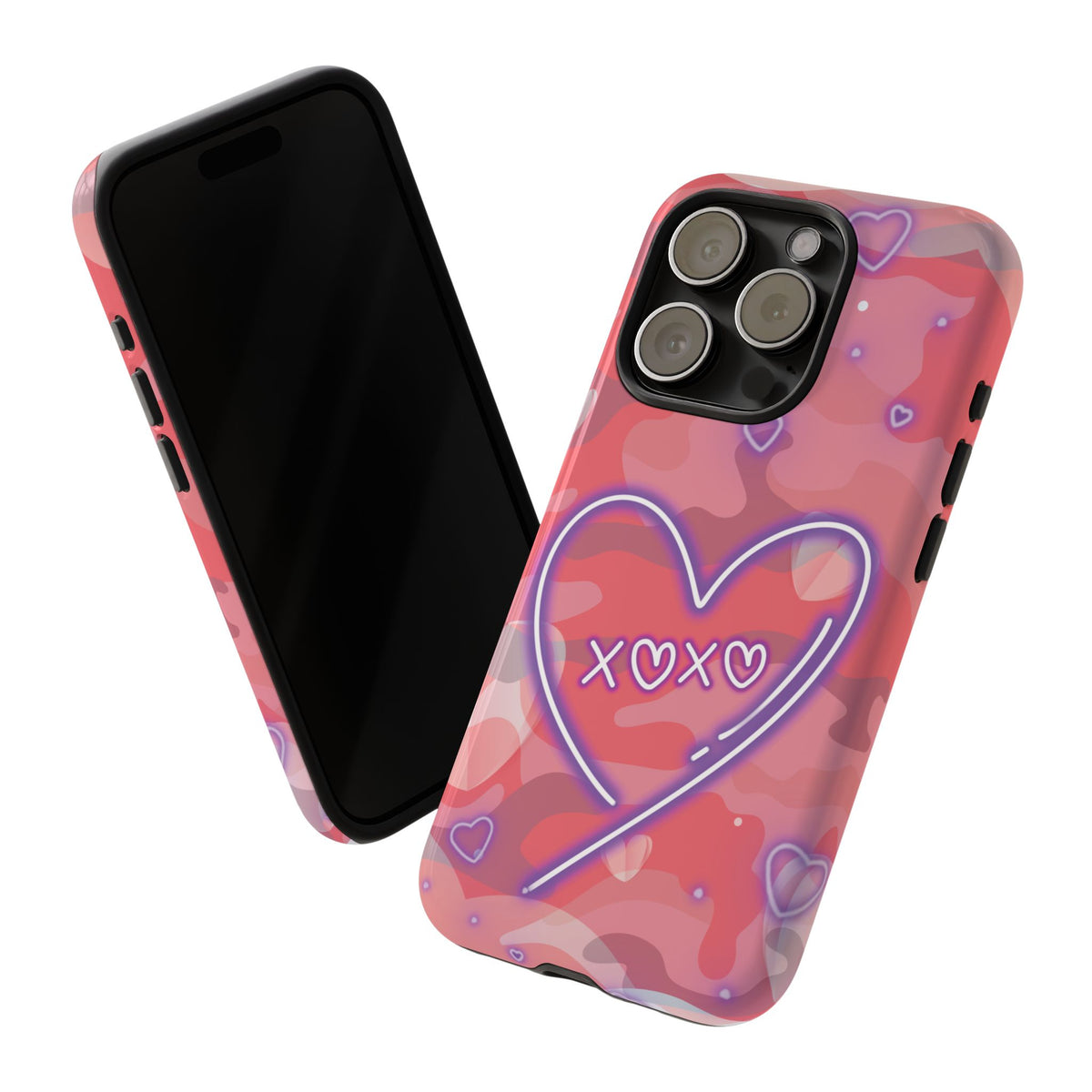 Love Heart Neon Camo Phone Case - Pink Phone Case