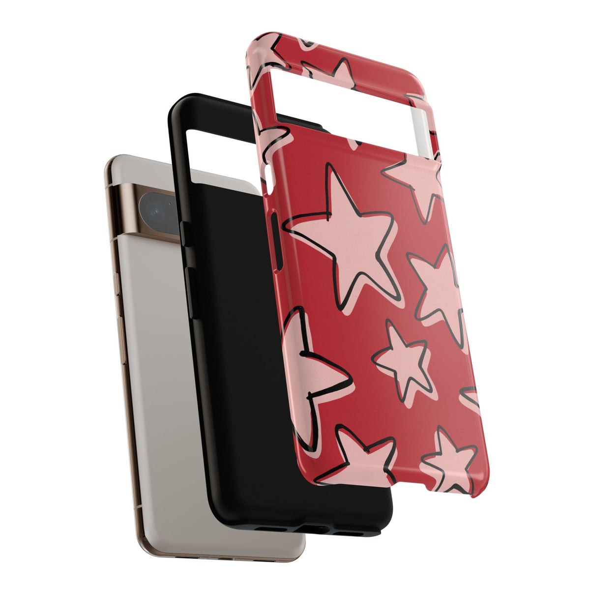 Cherry Red Doodle Star Phone Case