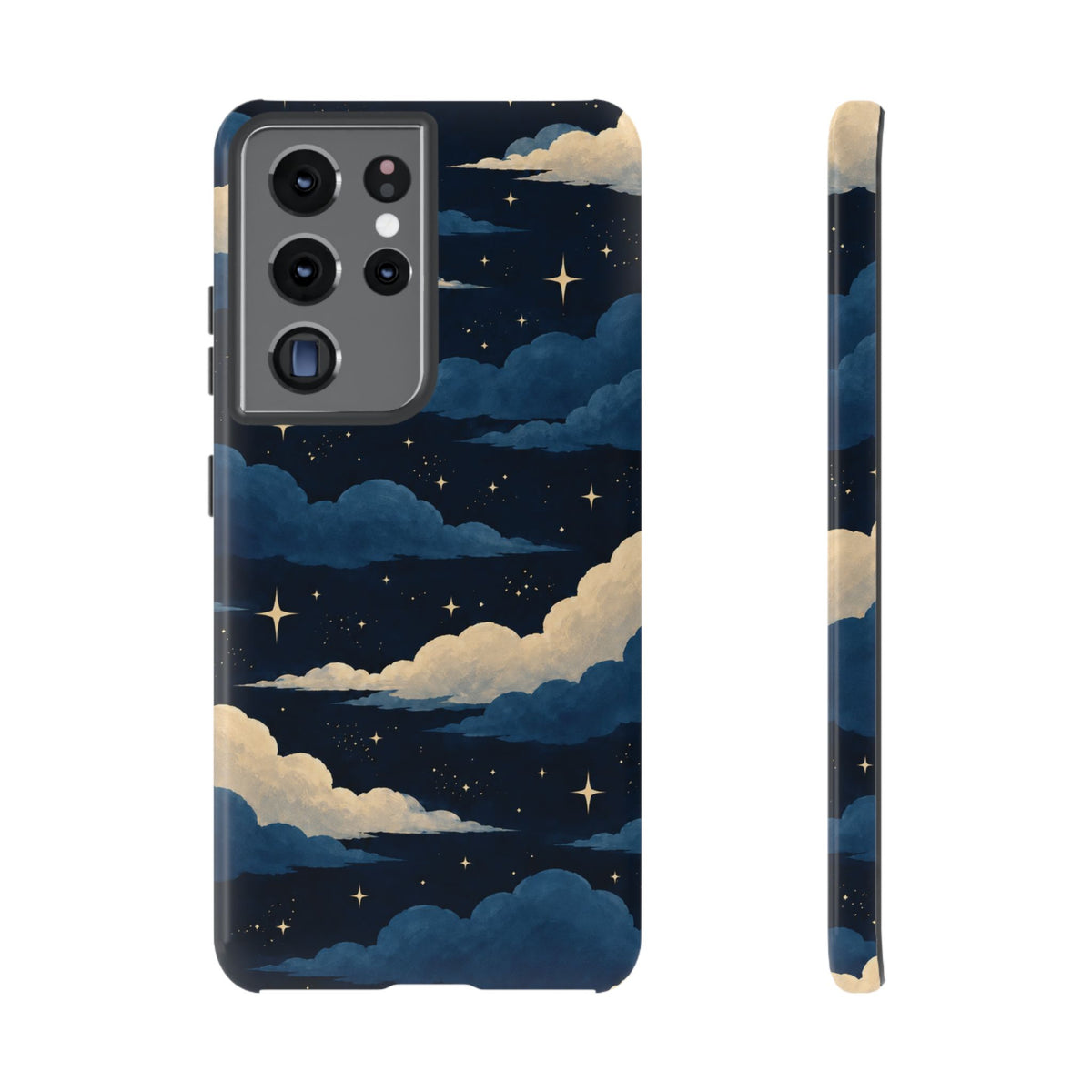 Illustrated Navy Blue Clouds & Stars Phone Case