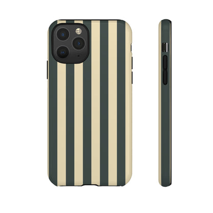 iPhone 11 Pro / Glossy Phone Case - ’Green & Beige Stripe Pattern’ Phone Case