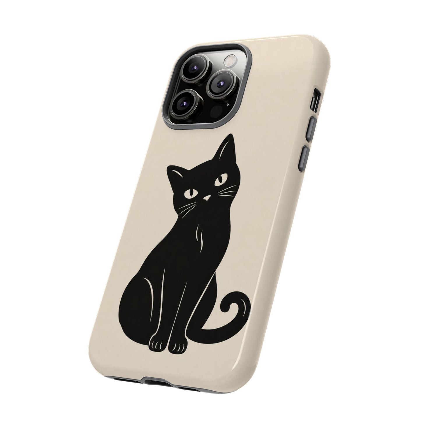 Minimalist Cream & Black Cat Phone Case