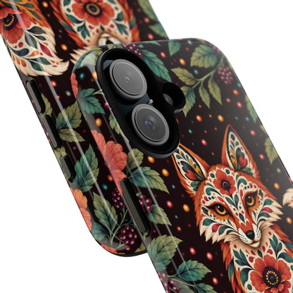 Vibrant Terracotta and Teal Calavera Fox Phone Case - Multicolor Phone Case