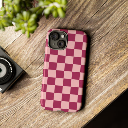 Pink Checked Pattern Phone Case - Pink Phone Case