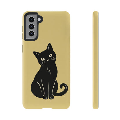 Minimalist Butter Yellow & Black Cat Phone Case