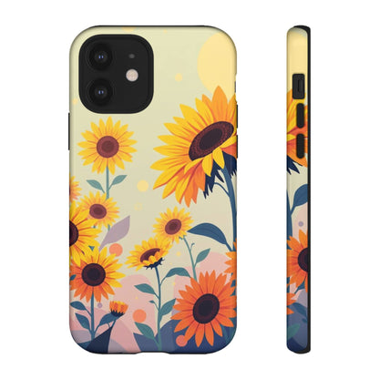 iPhone 12 / Glossy Phone Case - Modern Flat Sunflower Design Phone Case