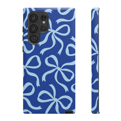 Bold Cobalt Blue and Powder Blue Bow Pattern Phone Case