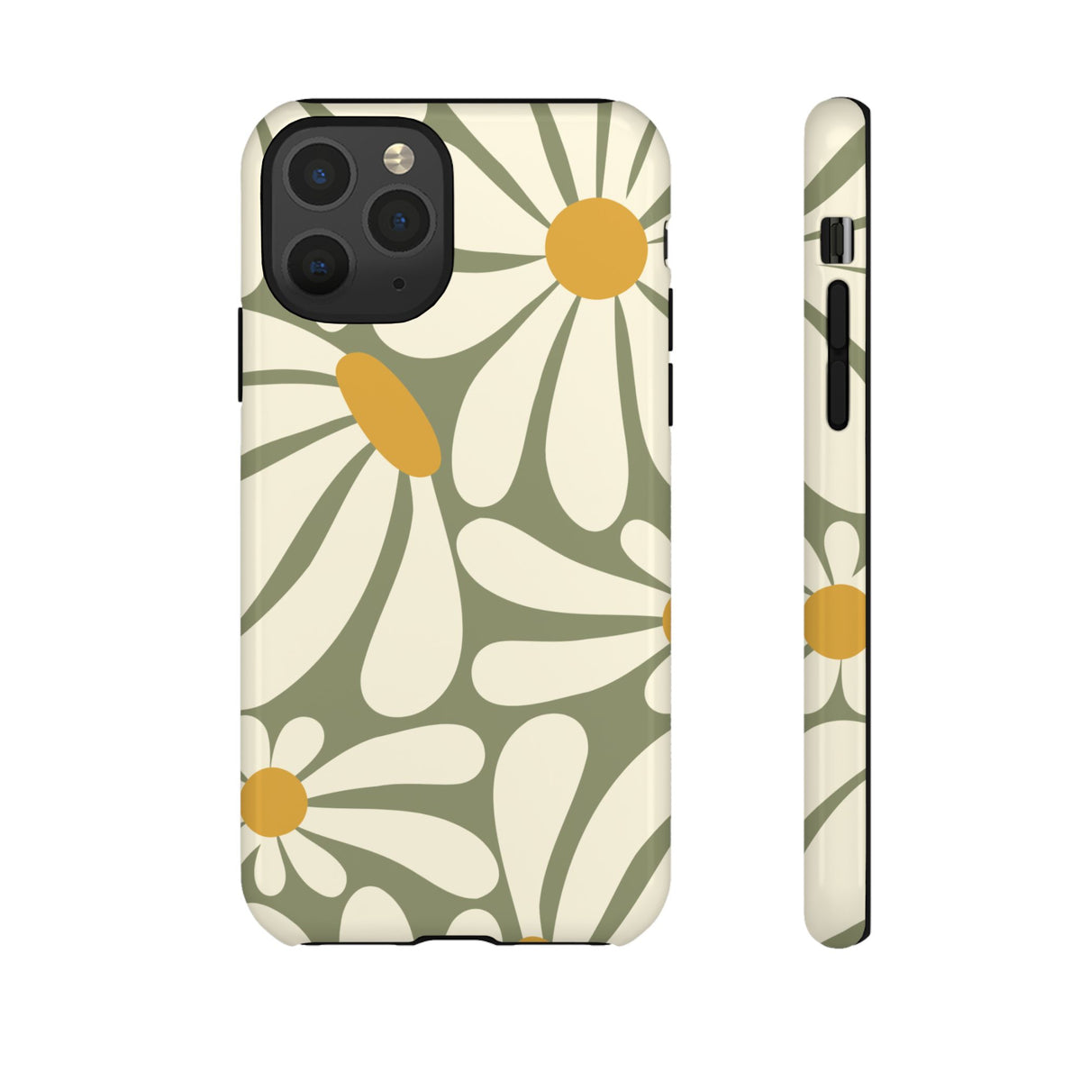 Retro Green Daisy Pattern #1 Phone Case - Green Phone Case - iPhone 11 Pro / Glossy
