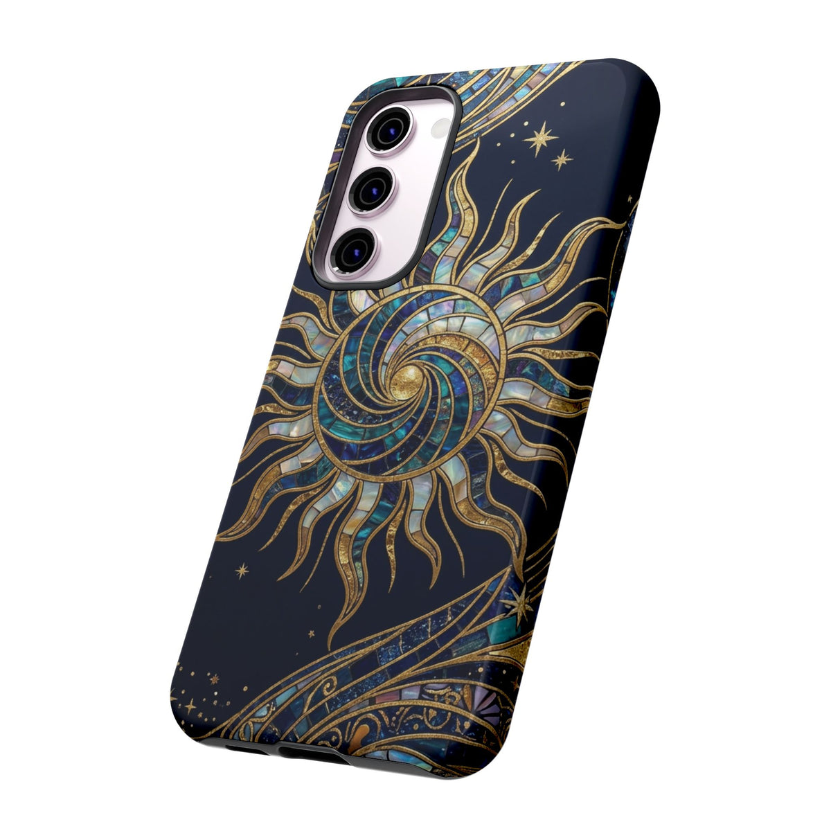 Elegant Navy & Gold Solar Spiral Phone Case