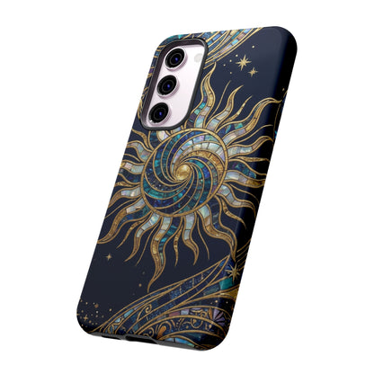 Elegant Navy & Gold Solar Spiral Phone Case