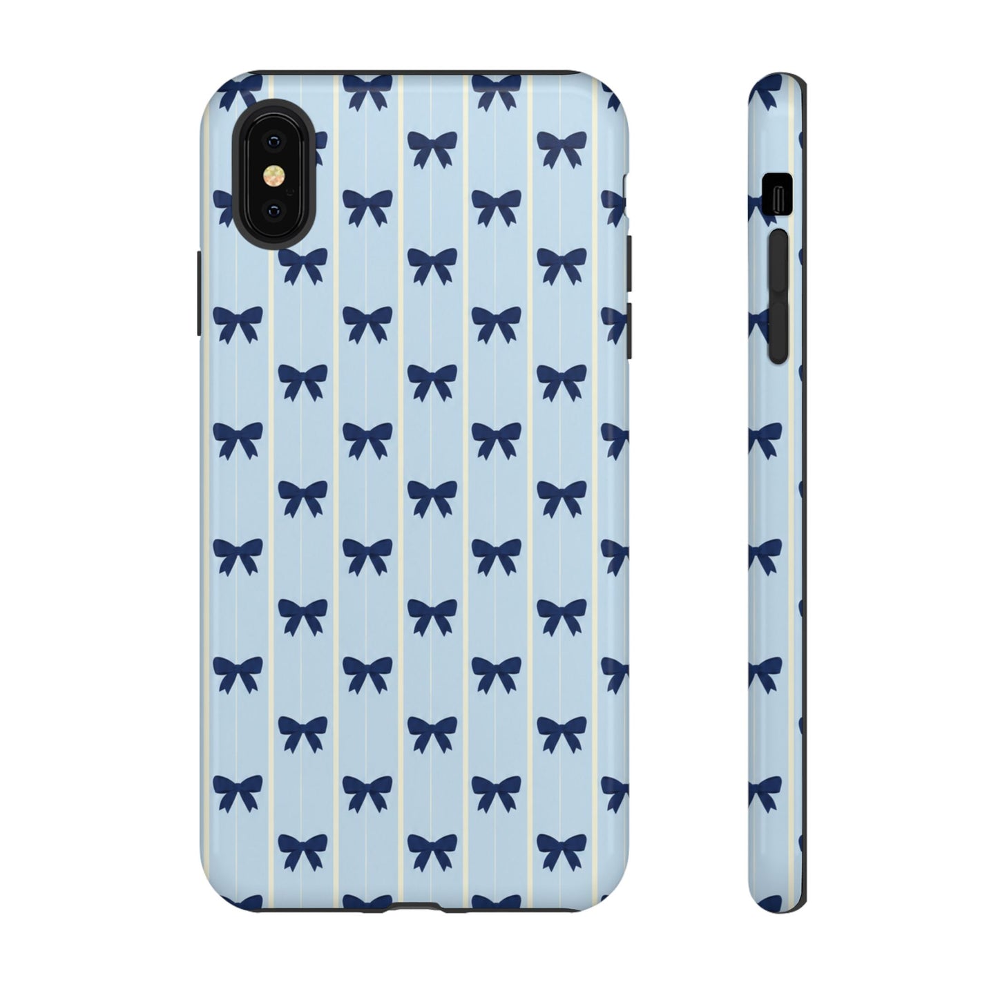 Retro Navy Blue Bow Pattern Phone Case