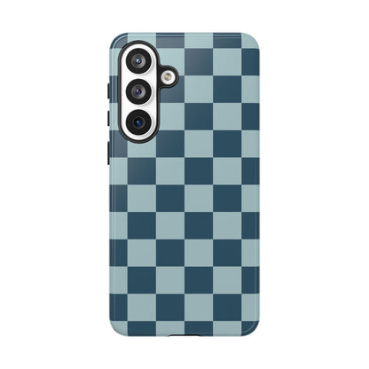Blue Checked Pattern Phone Case - Blue Phone Case - Samsung Galaxy S26 Plus / Glossy