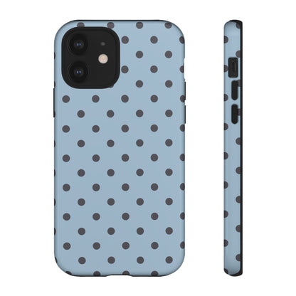Light Blue with Dark Blue Dot Pattern Phone Case