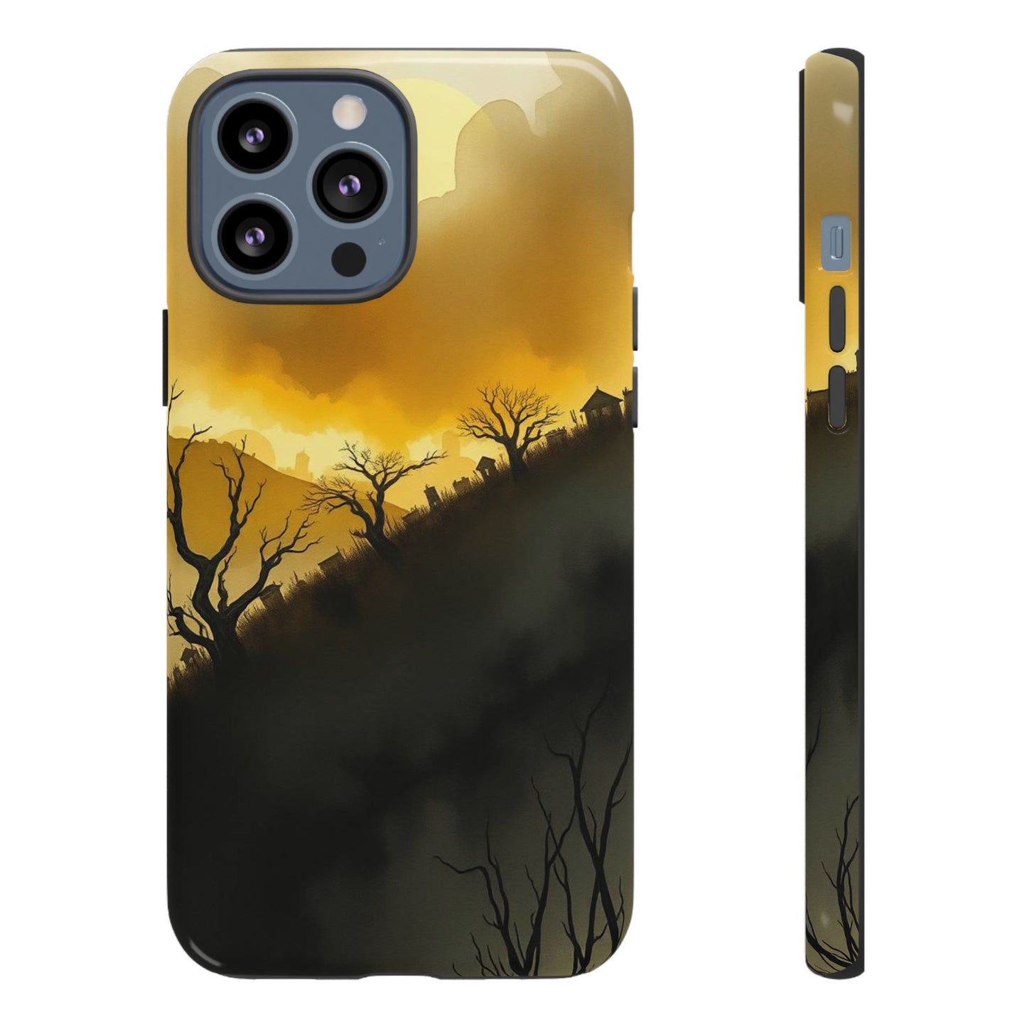 iPhone 13 Pro Max / Glossy Phone Case - Eerie Graveyard Watercolour Design Phone Case