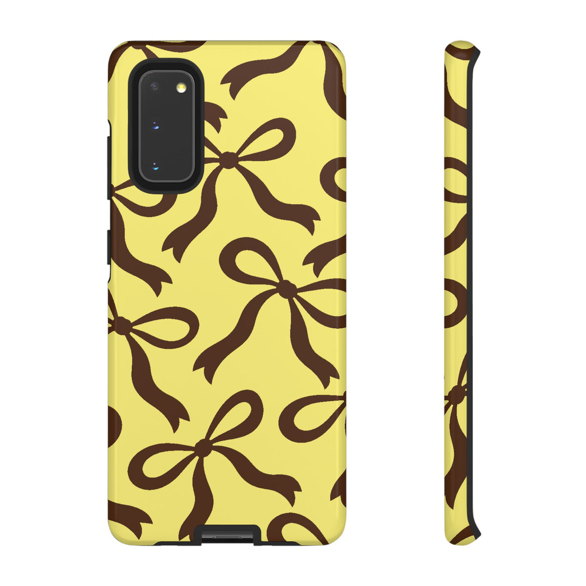 Bold Butter Yellow and Chocolate Brown Bow Pattern Phone Case - Yellow Phone Case - Samsung Galaxy S20 / Glossy