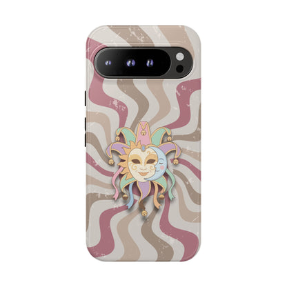 Sun & Moon Jester Mask – Pink Retro Wave Phone Case - Pink Phone Case - Google Pixel 9 Pro XL / Glossy