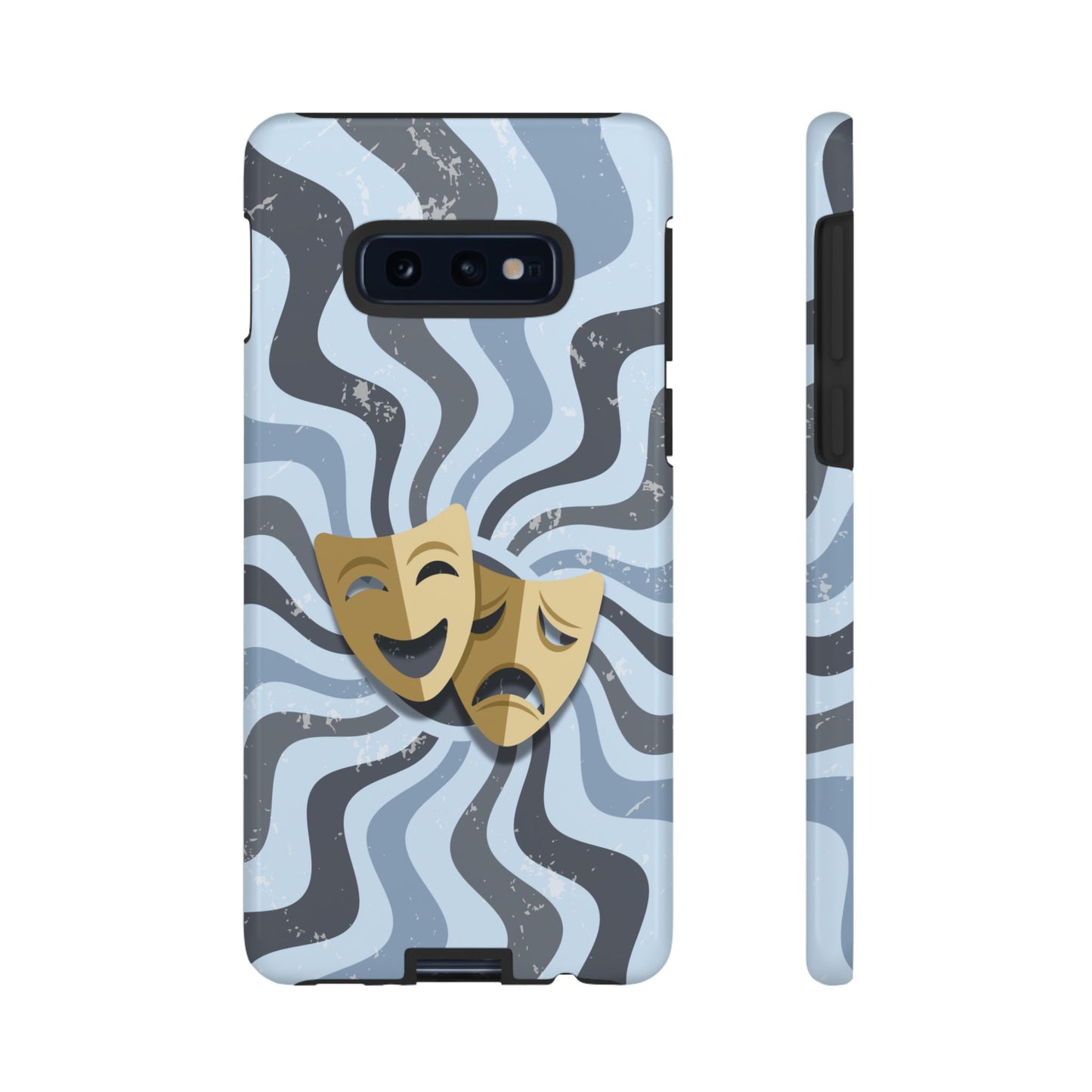 Comedy & Tragedy Masks – Blue Minimal Retro Wave Phone Case - Blue Phone Case