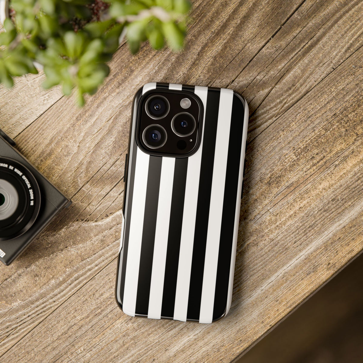 Simple Black & White Stripe Pattern Phone Case - White Phone Case