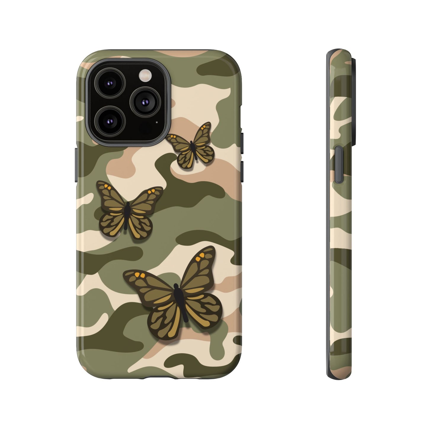 iPhone 14 Pro Max / Glossy Phone Case - Green Butterfly Camo Phone Case