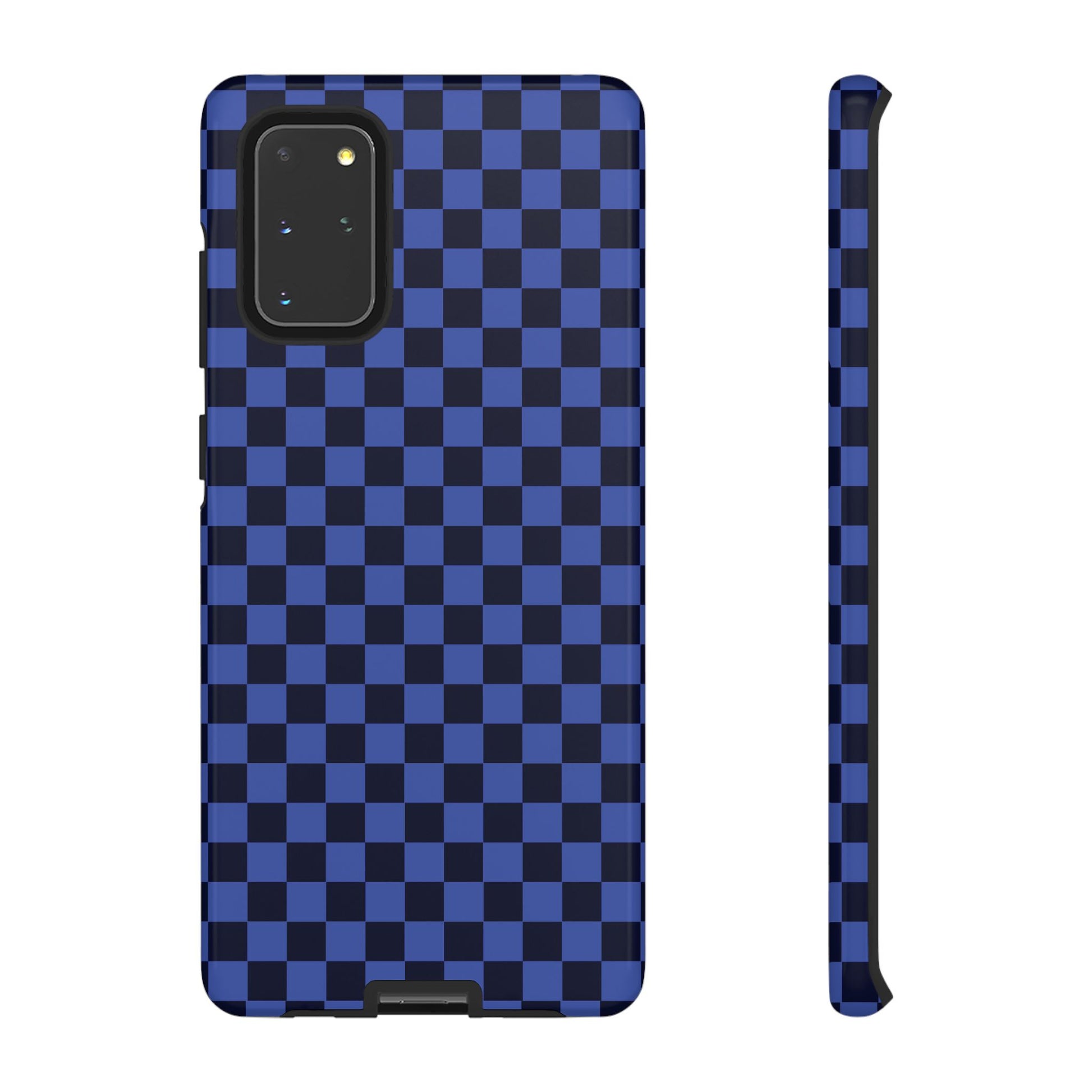 Samsung Galaxy S20+ / Glossy Phone Case - ’Bold Blue Checkered Pattern’ Phone Case