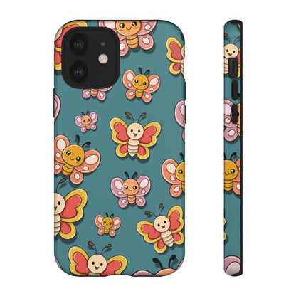 Blue Butterfly Sticker Design Phone Case - Blue Phone Case - iPhone 12 / Glossy