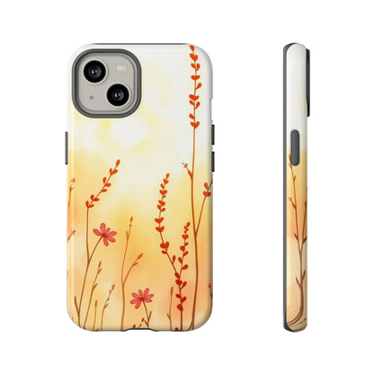 iPhone 14 / Glossy Phone Case - Boho Chic Watercolour Wildflower Dusk Pattern Phone Case