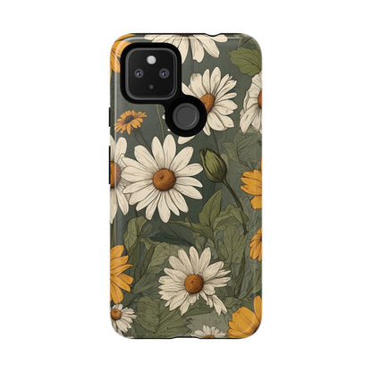 Boho Chic Daisies Floral Pattern "White & Yellow" Phone Case